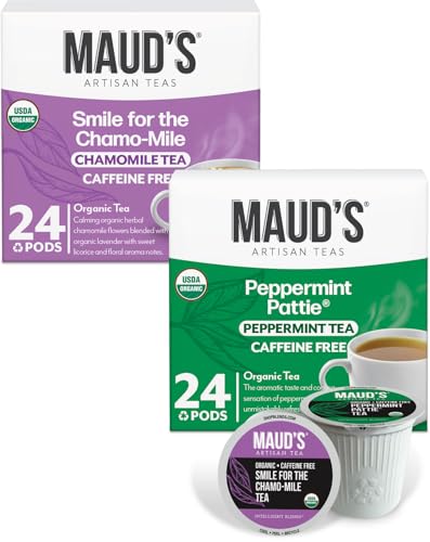 Image of Maud's Organic Chamomile Lavender & Organic Peppermint Tea Pod Bundle, 48ct | Gourmet Blended Tea Leaves in Single Serve Tea Pods - Compatible with Keurig Coffee Makers
