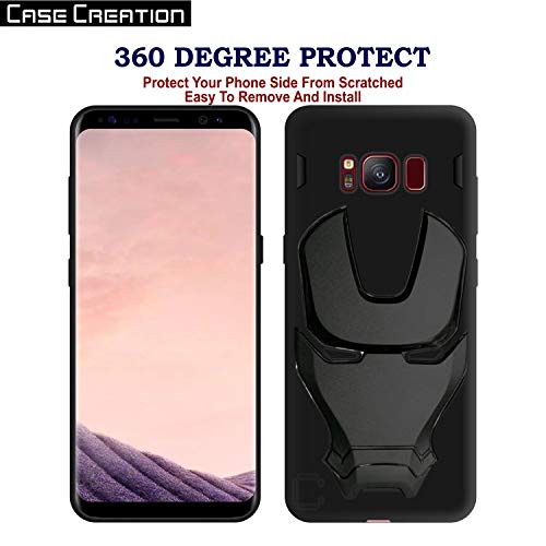 Image of COVERLY Official 3D Touch Feel Trending Avenger Logo Mask Soft Rugged Grip Iron Man Super Power Cartoon Movie Engraved Silicone Matte Back Cover for Samsung Galaxy S8+ 2018 -Black