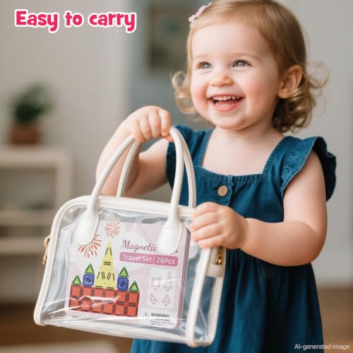 Image of Mini Magnetic Tiles Travel Set Iron Box Storage Baseplate