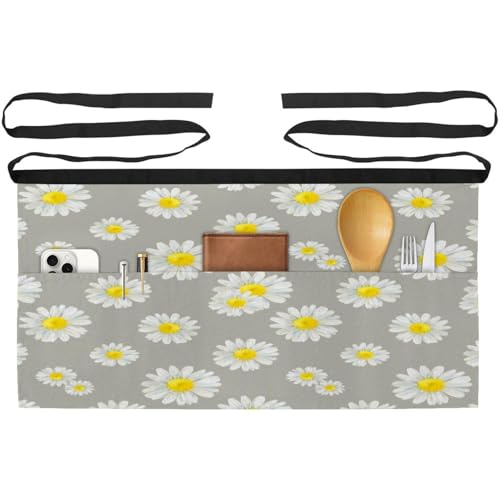 Tablier court avec poches pour restaurant bar et cuisine motif floral multicolore x3