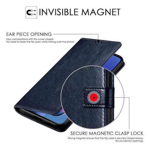 Image of TOUCCH Flip case for Motorola Moto G54 5G | Moto G64 5G| Leather Finish Cover & Flexible Stand Design | Card and Money Pocket | Blue