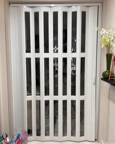 GLFNB Puertas correderas de armario, Puertas plegables de metal, Panel de plástico, Partición retráctil (L x A 55 x 80' (138,5 x 203 cm))