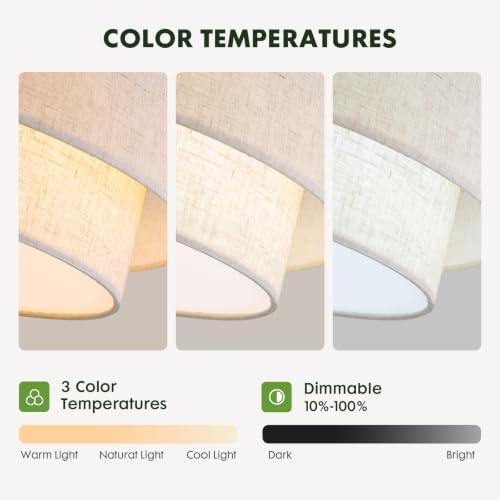 CROSSIO 48" Brown Modern Ceiling Fans with Lights Boho Fandelier Retractable Ceiling Fan Light Dimmable Fabric Chandelier Fan for Living Room Dining Room Bedroom — view 2