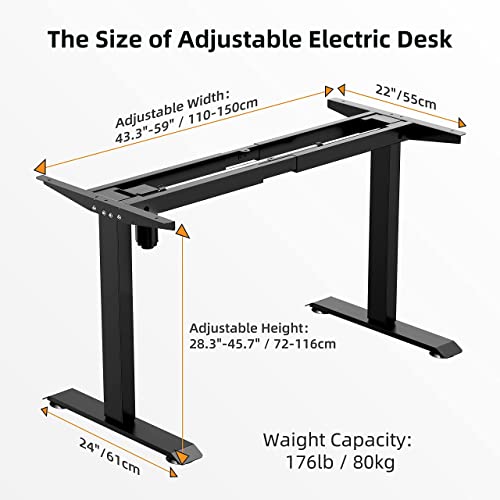 Velosan Standing Desk Frame, Electric Stand Up Desk Frame, Height Adjustable Electric Standing Desk Frame With Lcd Touch Screen, Adjustable Height Desk Frame For Home & Office Table (Frame Only) #TOP7