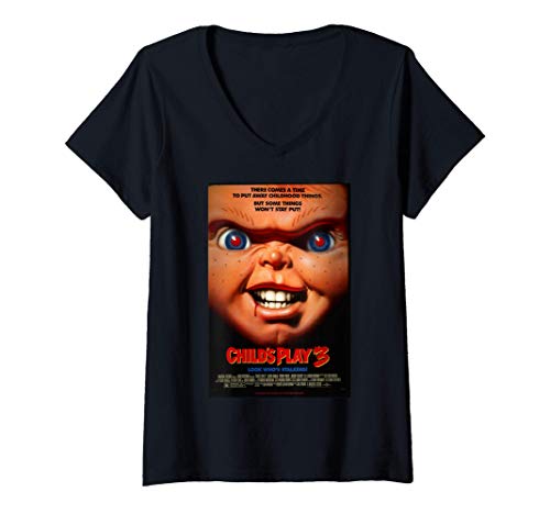 Mujer Chucky Child's Play 3 Look Who's Stalking Poster Camiseta Cuello V
