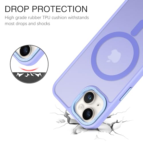 Protection iPhone 15 Plus transparente violette mate antichoc magnétique