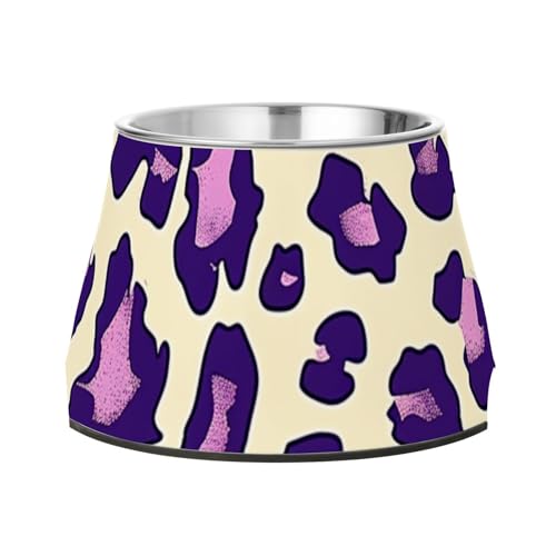 Ciotole per cani viola leopardo con supporto in acciaio inox ciotole per animali domestici per amare l'alimentazione confortevole degli animali domestici
