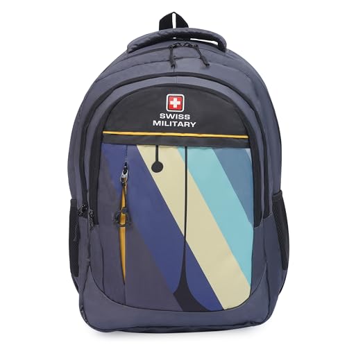 Image of SWISS MILITARY Large Multicolor Laptop Backpack, Stylish with Spacious 15.6 Inch Laptop Compartment, Ergonomic Design, Durable & Lightweight for Office, Travel, and College