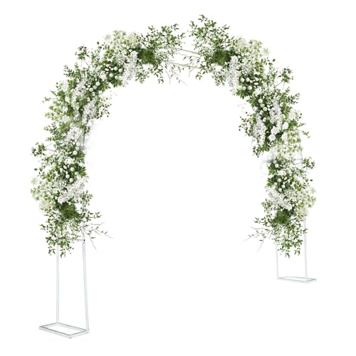 Garvee 9.8Ft x7.2Ft Garden Arch with Planter Metal Garden Arbor with Gate, Arch Trellis for Climbing Plants Various Climbing Plant Roses Vines Bridal Party Decoration White by Garvee - Used condition - US$36.28