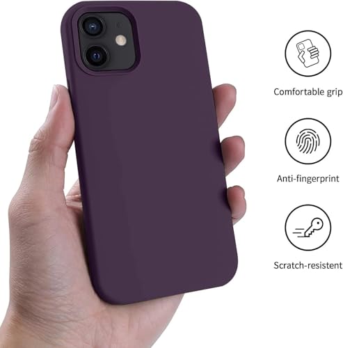 Image of Premium Liquid Silicone Case for iPhone 12 & 12 Pro - Slim Full Body Protective Back Cover with Soft Microfiber Lining, Anti-Slip Grip Scratch Resistant Phone Case(Deep Purple)