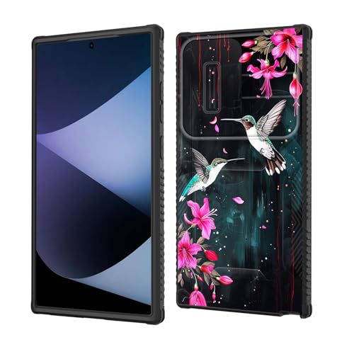 wiaekosef for Galaxy S25 Ultra Case Built in Slide Camera Lens Cover,Heavy Duty Shockproof Protection Dual Layer Case for Samsung Galaxy S25 Ultra 6.9" 2025,Flower Hummingbird