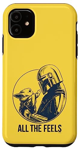 Coque iPhone 11 Star Wars The Mandalorian jaune avec motif The Child