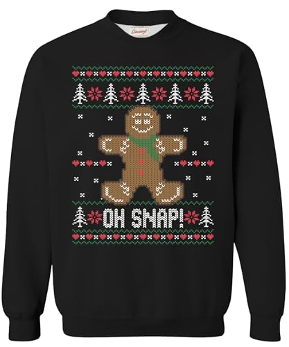 Mainfini Men Xmas Brown Graphic Sweatshirt Gingerbread Man Cute Ugly Holiday Crewneck Loose Fit Winter Pullover L