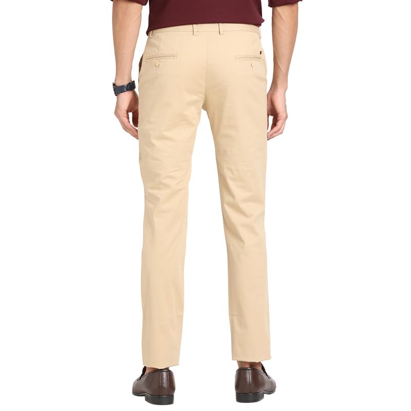 Image of Turtle Men Cotton Stretch Solid Ultra Slim Fit Casual Trouser