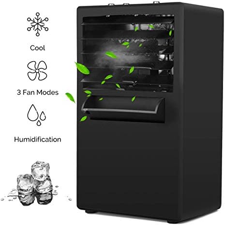 KUUOTE Portable Air Conditioner Fan, Personal Desk Fan Quiet Space Air Cooler Misting Fan Small Table Fan Mini Evaporative Air Circulator Humidifier for Office Dorm Nightstand, Black