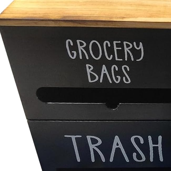 Trash Bag Holder, Garbage Bag Dispenser, Trash Bag Roll HolderSpace Saving Multiple Purpose Wall Mount Vintage for Under The Sink Countertop Organization, Black