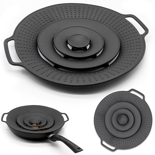 Design Pratico e Resistente - Realizzato in silicone di alta qualità, è facile da pulire, sicuro per pentole antiaderenti e perfetto per evitare schizzi e fuoriuscite durante la cottura. Chiamato anche