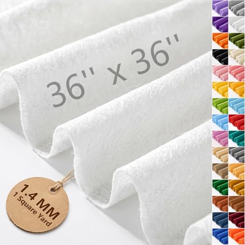 Image of Ice White Soft Felt Sheet 36'' X 36'', 1.4mm Felt Fabric Sheet for Crafts | Durable Nonwoven Craft Felt by The Yard for DIY Crafts Sewing, Art, Party & Holiday Ornament