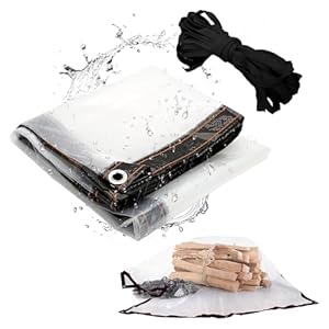 PIMXL Dekzeil Waterdicht, 1 x 1.5 m PE Anti-veroudering Duurzaam Doorzichtig zeil met ingestanste ringen, Regenbestendig Transparante overkapping voor Tuin Luifel Balkon Meubels