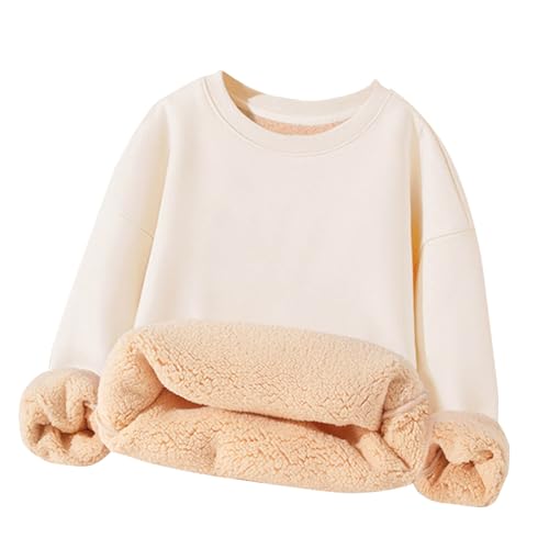 Boys Girls Winter Sweatshirts Kids Sherpa Lined Pullover Tops Long Sleeve Crewneck Sweat Shirt Fleece Warm Clothes