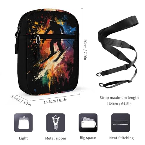 Ski Skiing Colorful Splash Women's Cute Small Mini Crossbody Bag Top Zip Sling Square Shoulder Bags2