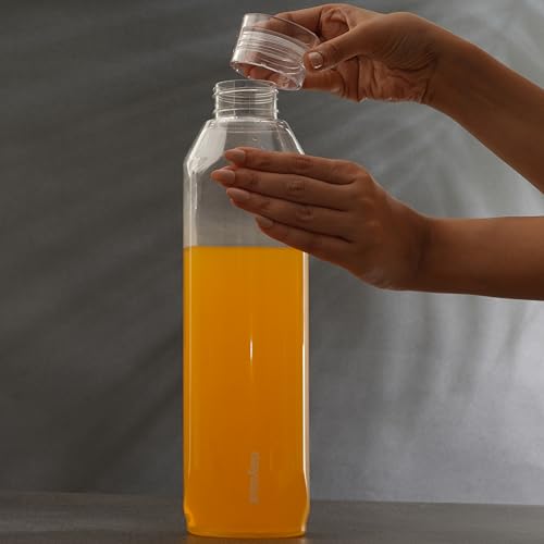 Image of Nayasa Space Plastic Water Bottle 1150 ml | Set of 5 | BPA-Free Fridge Bottle for Home, Office, School, Gym | Leak-Proof & Durable | Clear