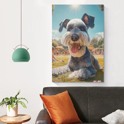 Cuadros decoracion de Schnauzer para salon y dormitorio lienzo moderno 50x75cm 4