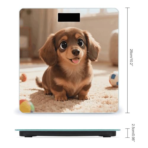 Báscula digital para baño con diseño Dachshund colorido miniatura 2