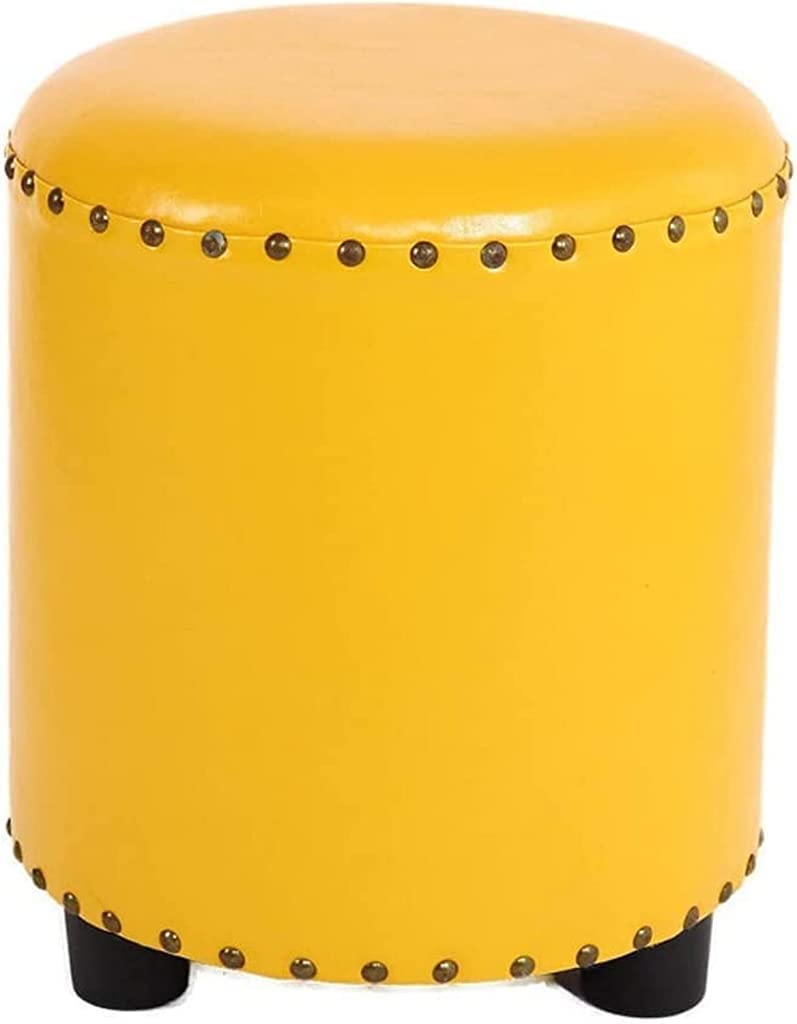 Repose-pieds en cuir jaune : tabouret triangle pour salon et banc à chaussures élégant