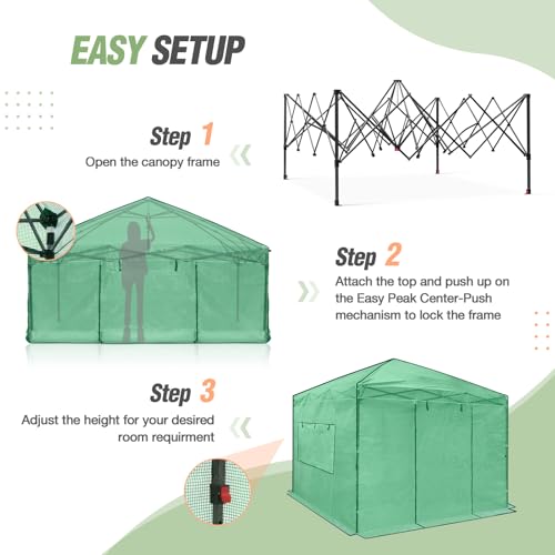 Image of EAGLE PEAK 10x10 Easy Setup Pop Up Greenhouse, Clear /Green
