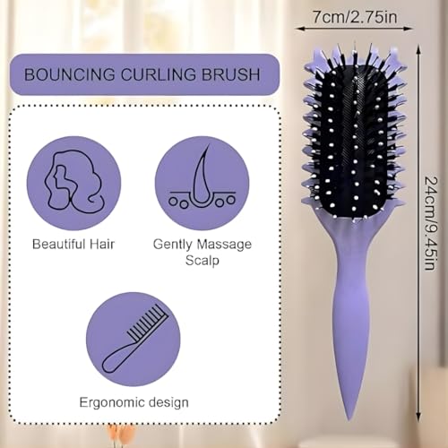 Image of KAIDAA Curl Defining Hair Brush for Curly & Wavy Hair | Detangling & Anti-Frizz Styling Brush for Wet & Dry Hair | For Thick & Frizzy Hair (Purple) (Pack of 1)