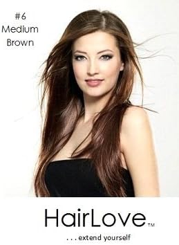 HairLove Elite Clip In Hair Extensions, 21 Clips, 150g (24", 6 Medium Brown)