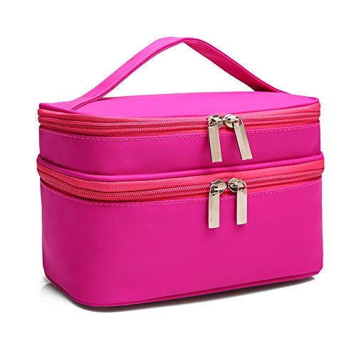 Travel Makeup Bag,Plainmarsh Portable Makeup Train Case for Women Cosmetic Case Storage Organizer Portable Storage Bag for Cosmetics Makeup Brushes Toiletry Travel Accessories (Magenta)