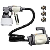 Tilswall Paint Sprayer 800W HVLP Spray Paint Gun, Electric Paint Sprayer Gun with 4 Nozzles & 3 Patterns for House Painting Furniture Cabinets Fence Home Walls Shark 800 (White, 1300 ml)