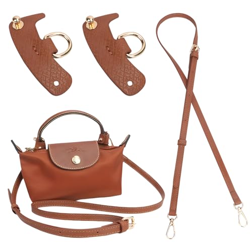 behone Correa de Cuero para Bolso, Correa Ajustable para Longchamp & Bolsos de Mujer, No Perforada, 1.2cm Ancho, 92-121cm Longitud, Adaptadores incluidos