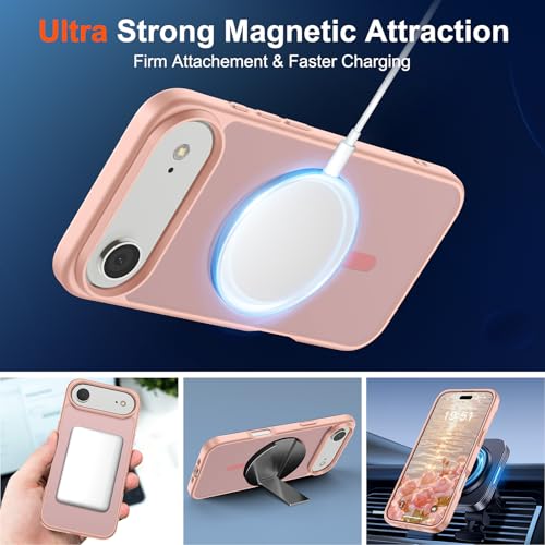Image of SUPFINE Magnetic for iPhone Air Case (Compatible with MagSafe)(Military Grade Drop Protection) Slim Translucent Matte Shockproof with Anti-Fingerprint Phone Cover for 17 Air,Pink