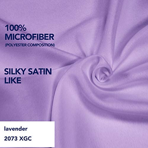 PureFit Wrap Around Ruffled Bed Skirt with Adjustable Elastic Belt - 18 Inch Drop Easy to Put On, Wrinkle Free Bedskirt Dust Ruffles, Bed Frame Cover for Twin, Twin XL and Full Size Beds, Lavender