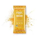 Feel Vegan Protein Bars | Golden Goodness | Keto | Gluten Free | Organic | Turmeric | 15g Plant Protein | Low Carb | High Protein | Dairy Free | Low Sugar | Grain Free | Nut Free | Soy Free | Non GMO - (Golden Goddess, 10 Pack)