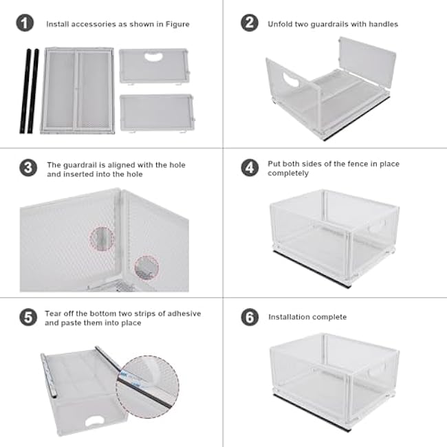 Sliding Cabinet Basket Organizer Drawer Self Adhesive Slide out Pantry Shelves Heavy Duty Carbon Steel Slide Cabinet Storage Basket with Handle for Bathroom Kitchen Home