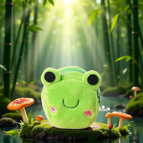 Green Frog Small Coin Purse, Cute Plush Panda Animal Small Coin Purse Zipper Money Wallet Kids Birthday Gift Coin Purses and Pouches3