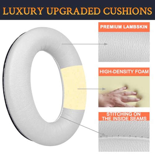 Image of SOULWIT Lambskin Earpads Replacement for Bose QuietComfort 45 (QC45) /QuietComfort SE (QC SE) /New Quiet Comfort Wireless Over-Ear Headphones, Ear Pads Cushions with High Density Foam - Brilliant White