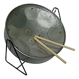 Miniature Steelpan (Steel Drum) 12 Inch Diameter 11 Notes with Instructional Book with Music from Trinidad & Tobago - Silver