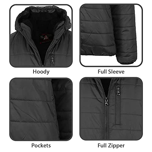 Galaxy by Harvic Men's Sherpa-Lined Hooded Polyester Puffer Jacket Zip Hoodie2