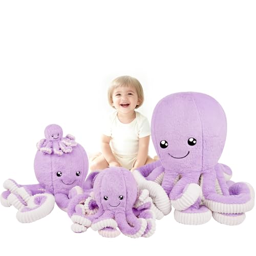DENTRUN Octopus Stuffed Animals, Giant Octopus Plush Doll Play Toys for Kids Girls Boys Adults Birthday Xmas Halloween Present Stuffed Sea Animals Plushie, 7/16/24/32 Inches, 5 Colors