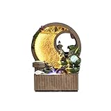 卓上の噴水 屋内デスクトップ噴水蓮の葉流水霧樹脂装飾瞑想噴水 デスクトップ噴水