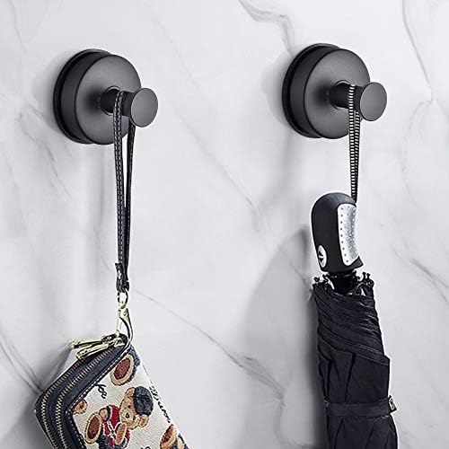 JOMOLA 4PCS Stainless Steel Bathroom Towel Hook Suction Cup Holder Utility Shower Hooks Hanger for Towel Storage Kitchen Utensil Vacuum Suction Cup Hooks, Matte Black