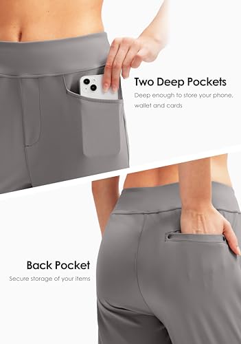 Santiny Womens Golf Pants With 3 Pockets Stretch High Waisted Soft Travel Casual Pull On Pants For Women thumb #3