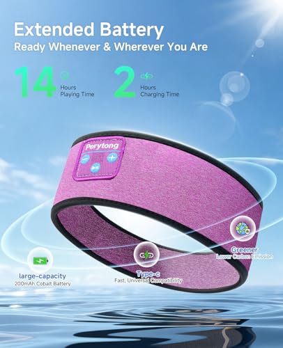 Image of Perytong Sleep Headphones Bluetooth Headband Over On Ear Bluetooth 5.4 Sleeping Earbuds Earphones, Wireless Headphones for Side Sleepers Men Women Sports, Insomnia, Yoga, Air Travel, Meditation