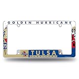 Rico Industries NCAA Tulsa Golden Hurricane Primary 12" x 6" Chrome All Over Automotive License Plate Frame for Car/Truck/SUV