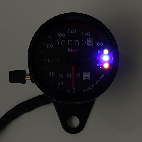 Compteur De Vitesse Universel LED Pour Moto - Double Odomètre, Rétroéclairage, 0-160 Km/h, Noir